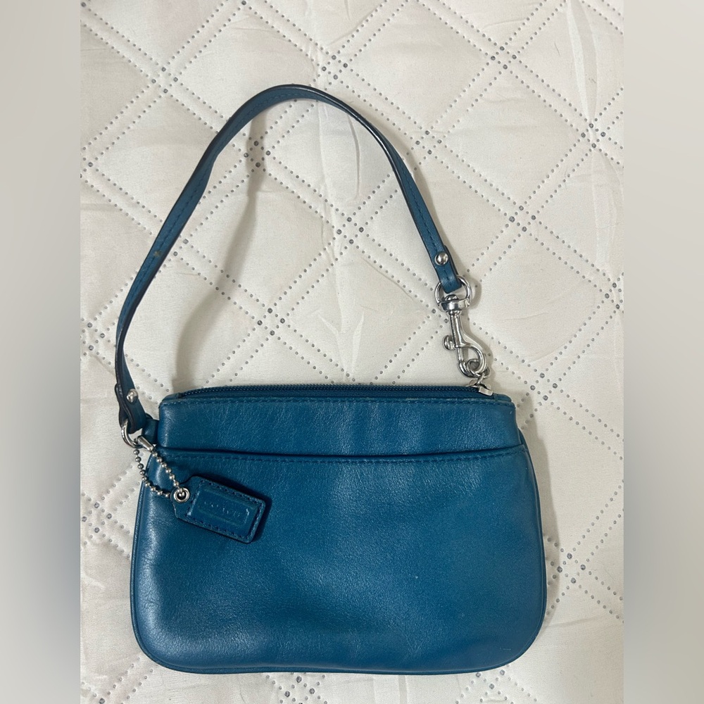 Coach Blue Leather Wristlet